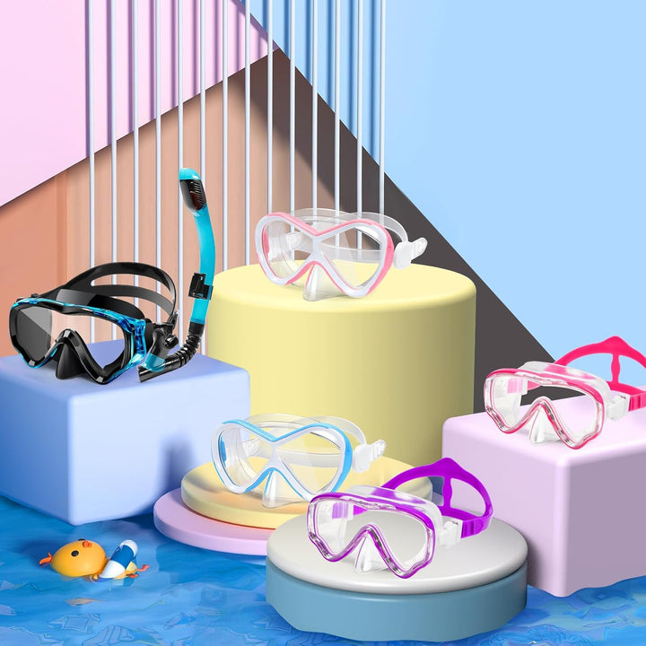 HIKOTEY Taucherbrille Kinder 4-16 Jahre,Schnorchelset Kinder für Mädchen Jungen Schwimmbrille Kinder