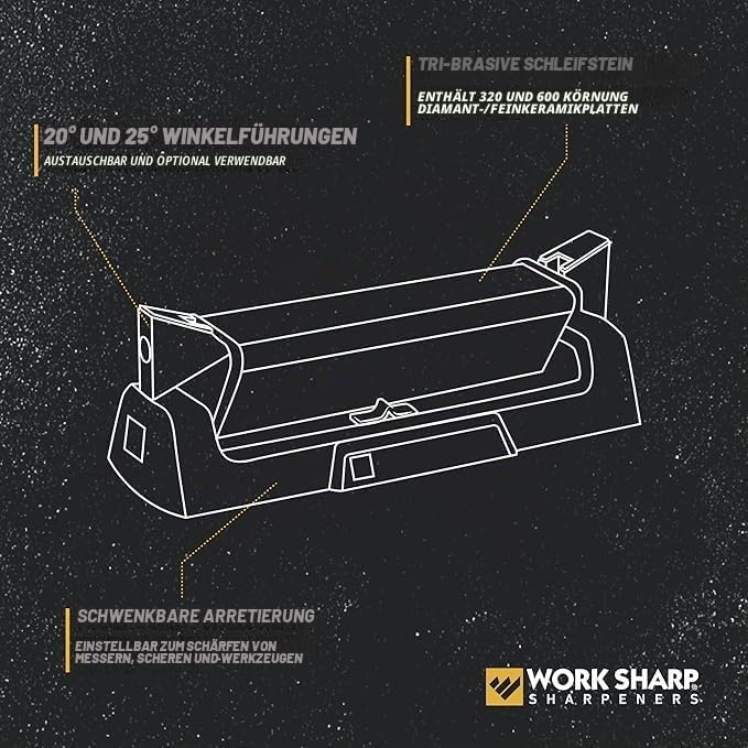 WORK SHARP® Benchstone Knife Sharpener - Profi Messer-Schleifstein mit Winkel-Hilfe 20° & 25° - Outd