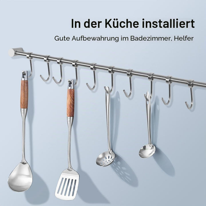 Dent-de-lion Stange mit 12 Haken aus SUS304-Edelstahl, für Küchenutensilien, Garderobenhaken, Handtu