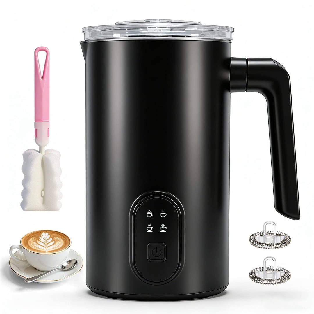 Milchaufschäumer Elektrisch, 4-in-1 Automatische Milchschäumer, 350 ml Milchwärmer für Heissen und K