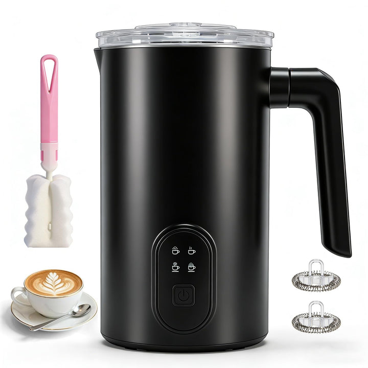 Milchaufschäumer Elektrisch, 4-in-1 Automatische Milchschäumer, 350 ml Milchwärmer für Heissen und K