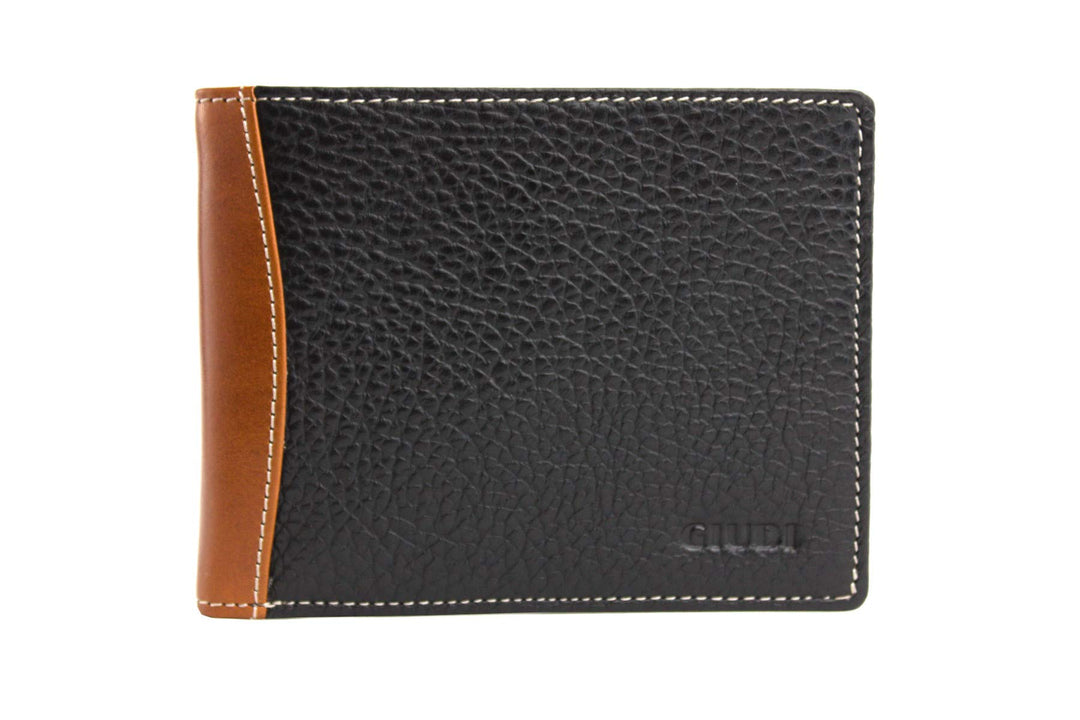 GIUDI Herren Geldbörse Leder, Braun, Schwarz, Medium, Classic, Braun, Schwarz
