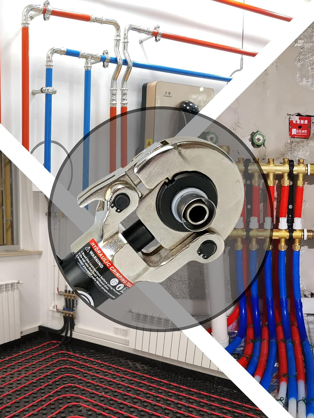 AMZCNC Presszange G Kontur Rohrpresszange 4 Backen 16-32 Verbundrohr | Installateur Werkzeug, G Kont