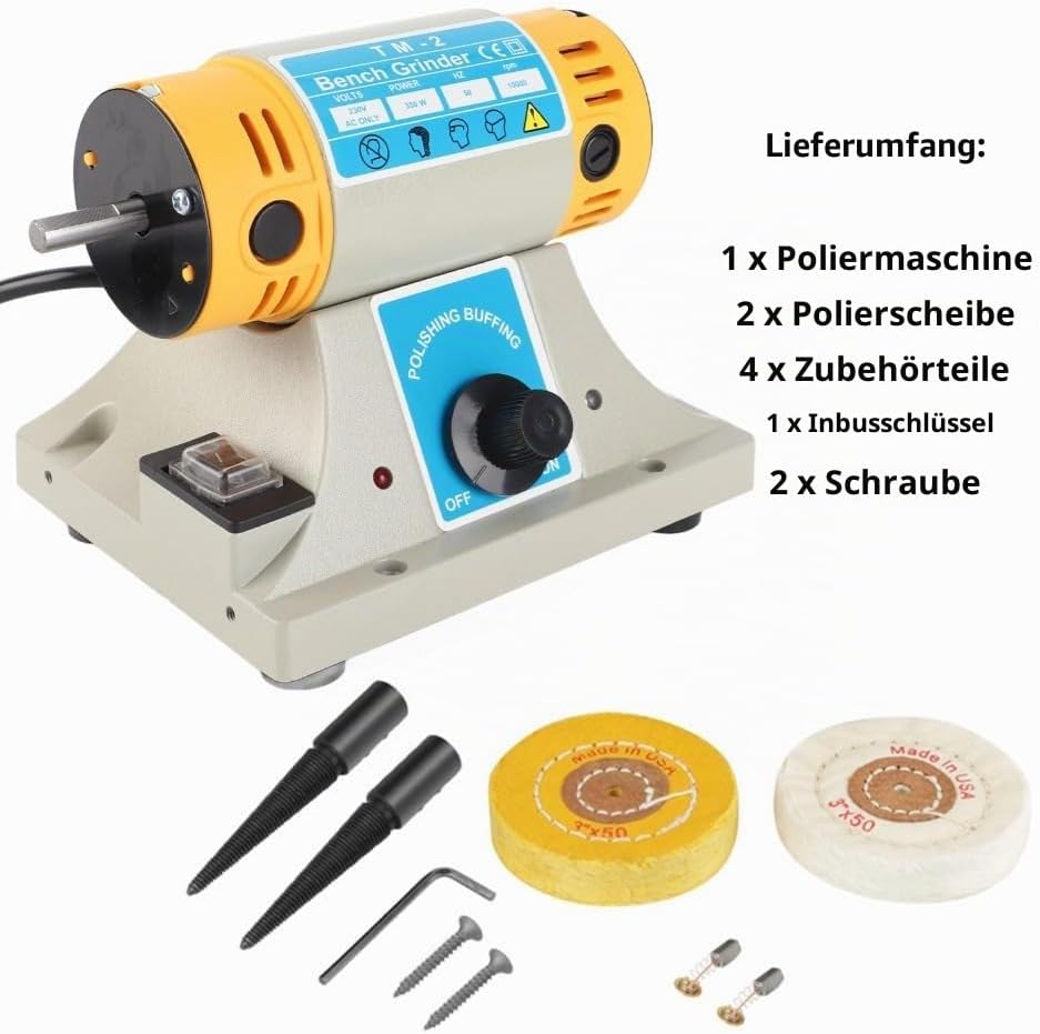 Poliermaschine Set 220 V 350 Watt Elektrische Schleifmaschine Poliermaschine für Schmuck Dental Dreh