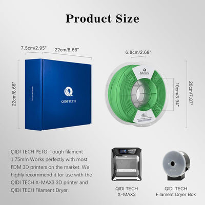 QIDI TECH PETG-Tough 3D Drucker Filament, Zähigkeit PETG Filament 1.75mm, 3D Druck Filament 1kg Spul