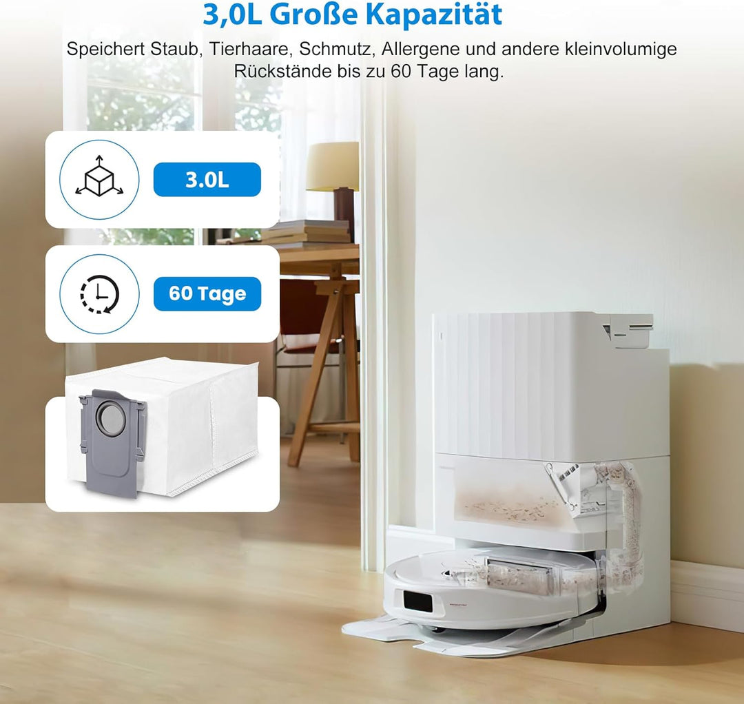 12 Stück Staubbeutel für Roborock S8 MaxV Ultra/Saros 10R/Qrevo Pro/Q revo/Qrevo MaxV/Qrevo S/Qrevo
