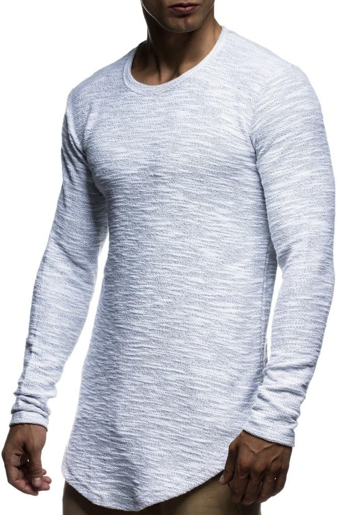 Leif Nelson Herren Pullover Rundhals-Ausschnitt Schwarzer Männer Longsleeve dünner Pulli Sweatshirt