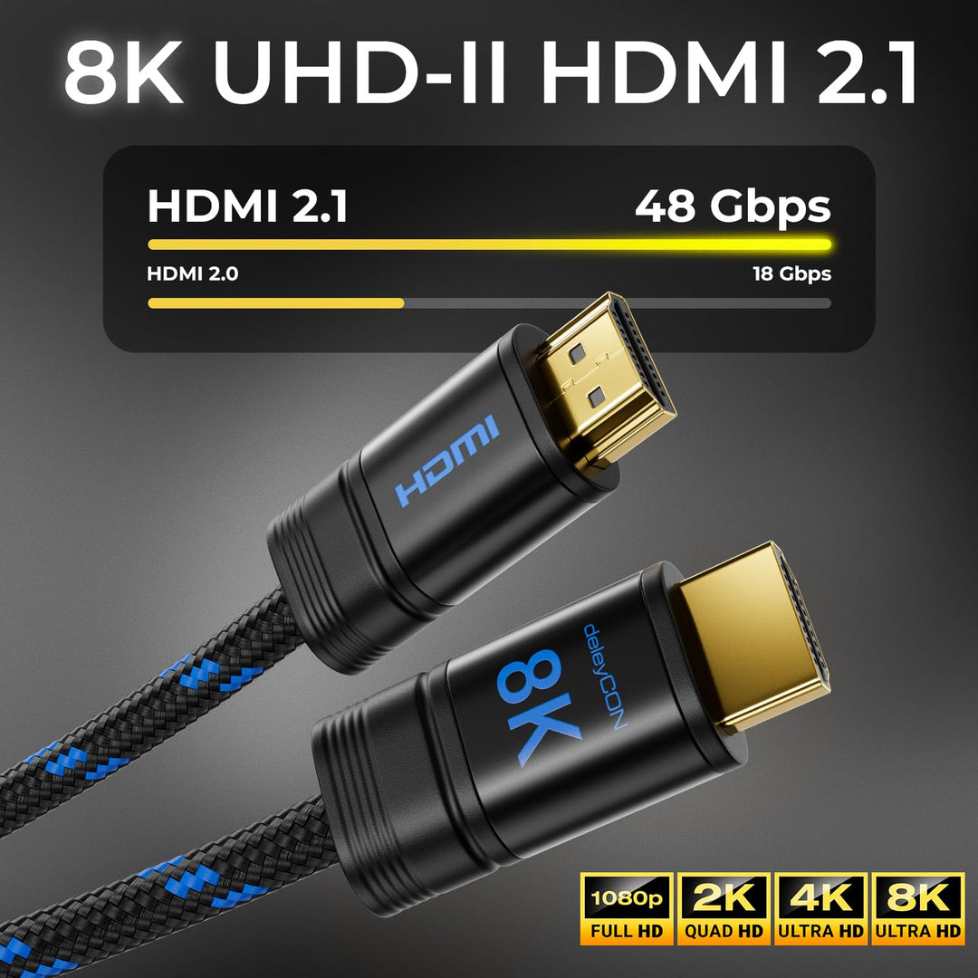 deleyCON 4m 8K HDMI 2.1b Kabel (48G, ULTRA Highspeed) Zertifiziert, 8K@60Hz 4K@144Hz 120Hz 2K@144Hz/