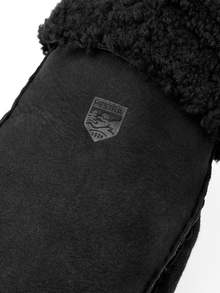 Hestra Lederhandschuhe für Damen: Lammfell Dünner Winterhandschuh mit Fellmanschette 8 Schwarz, 8 Sc
