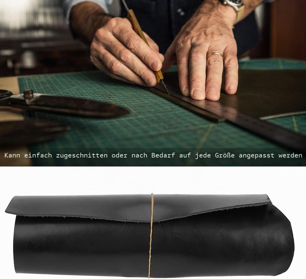 Pflanzlich gegerbtes Leder, handgefertigt, Kunsthandwerk, Nähen, Lederstück, Naturleder, Schwarz, 30