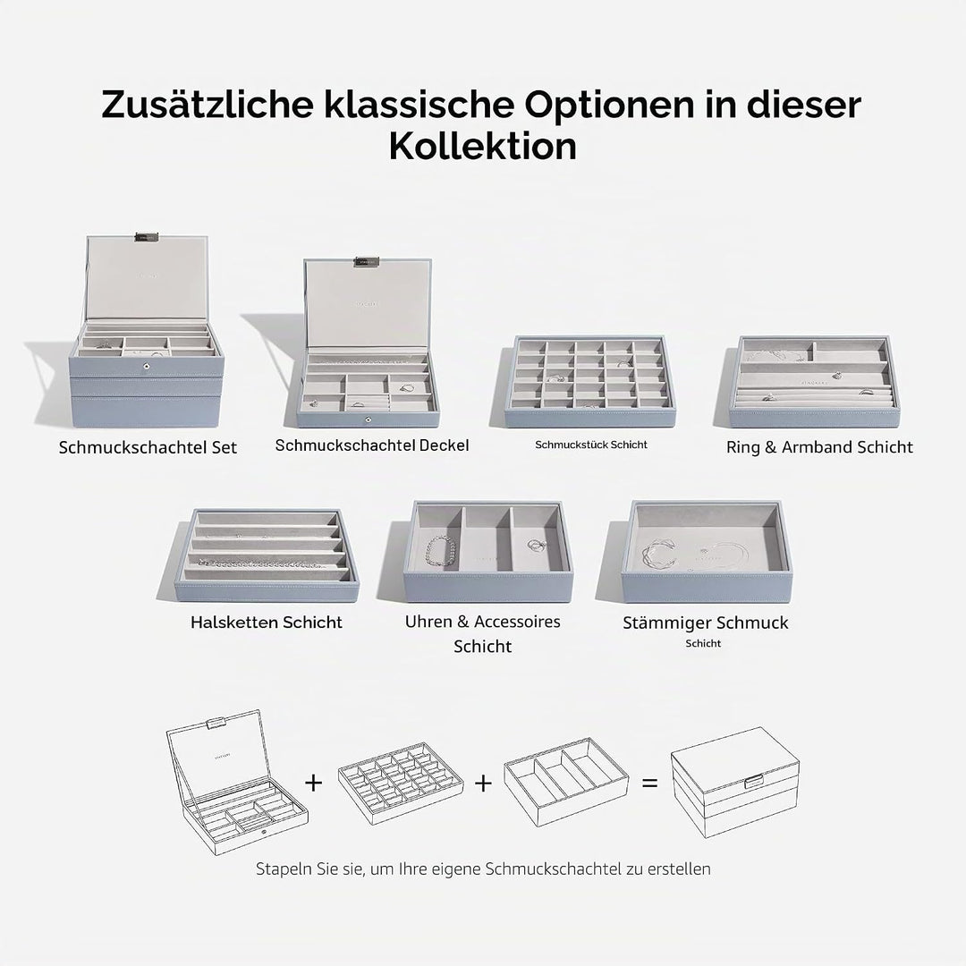 Stackers Altblau Klassisch Schmuckschatulle - 4 Dusky Blue, Dusky Blue
