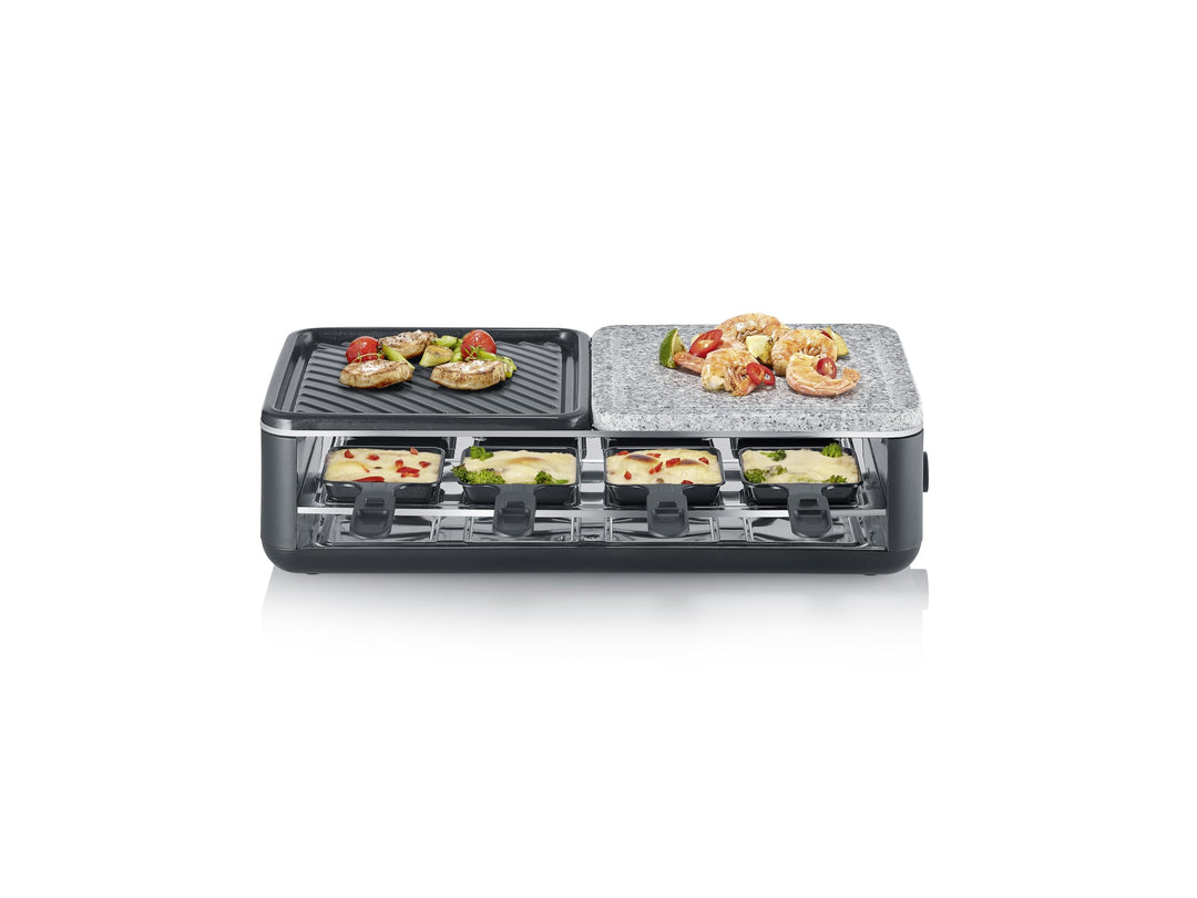 SEVERIN Raclette-Grill für 8 Personen, Naturgrillstein & antihaftbeschichtete-Grillplatte, Tischgril