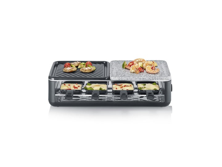 SEVERIN Raclette-Grill für 8 Personen, Naturgrillstein & antihaftbeschichtete-Grillplatte, Tischgril