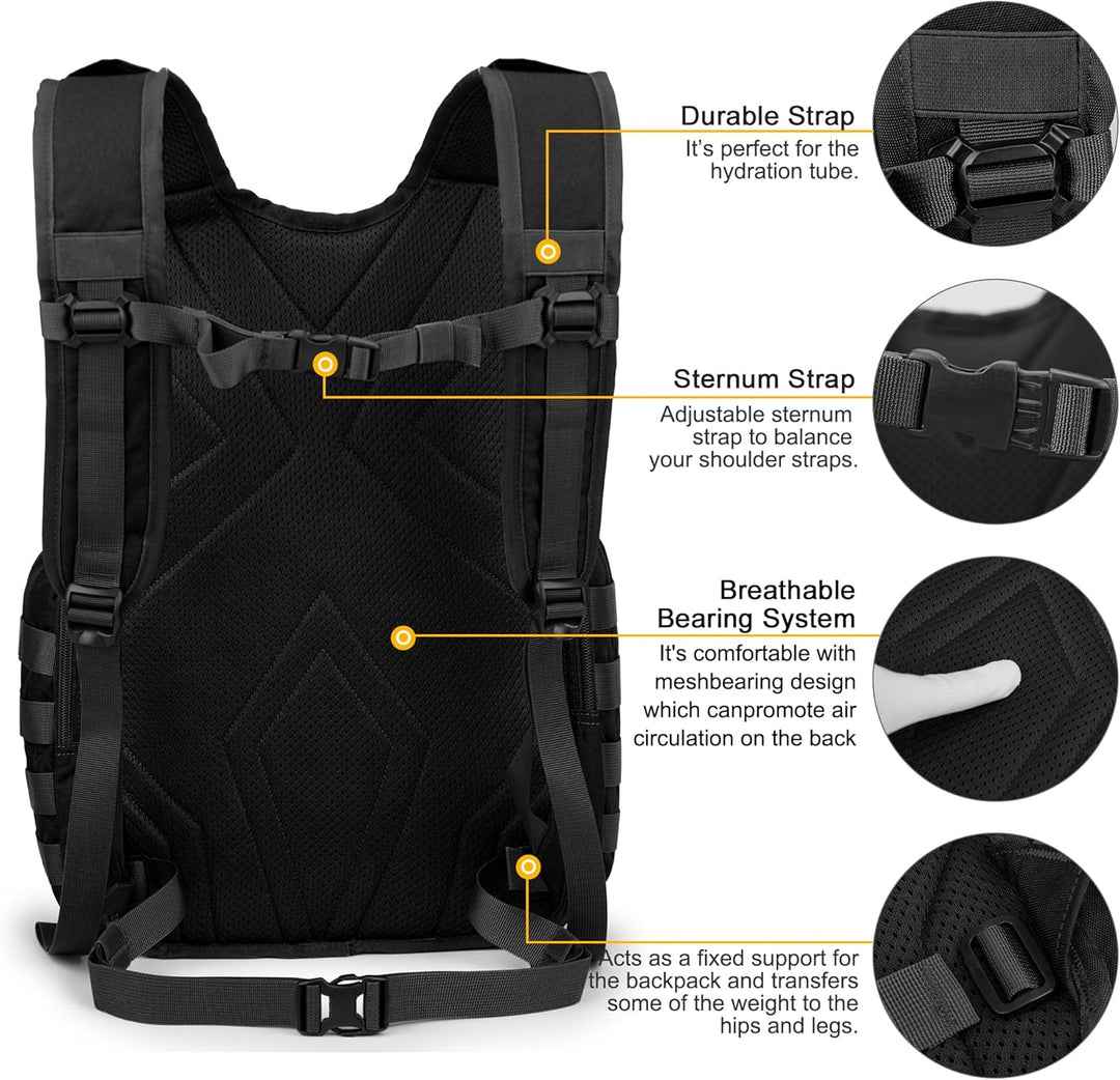 Mardingtop Taktischer Rucksack 25L Herren Militär Wander Trekking Schultasche Bundeswehr Survival Fa