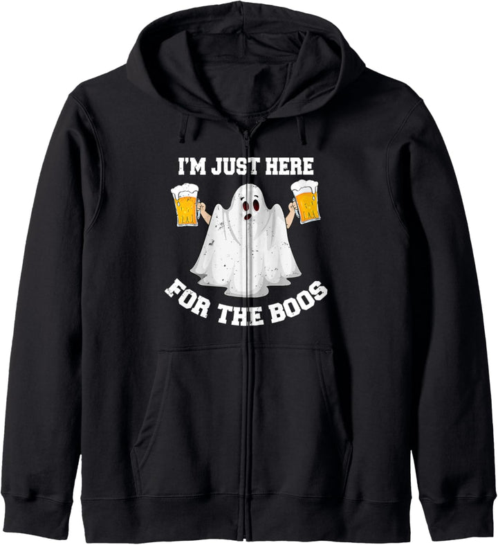 I'm Just Here For The Boos Funny Halloween Ghost w/ Beer Kapuzenjacke