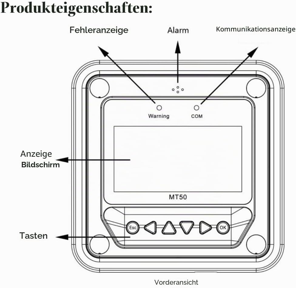 EPEVER MT50 LCD Display Remote Meter Kompatibel mit MPPT Solar Controller wie Tracer-BN Tracer-AN LS