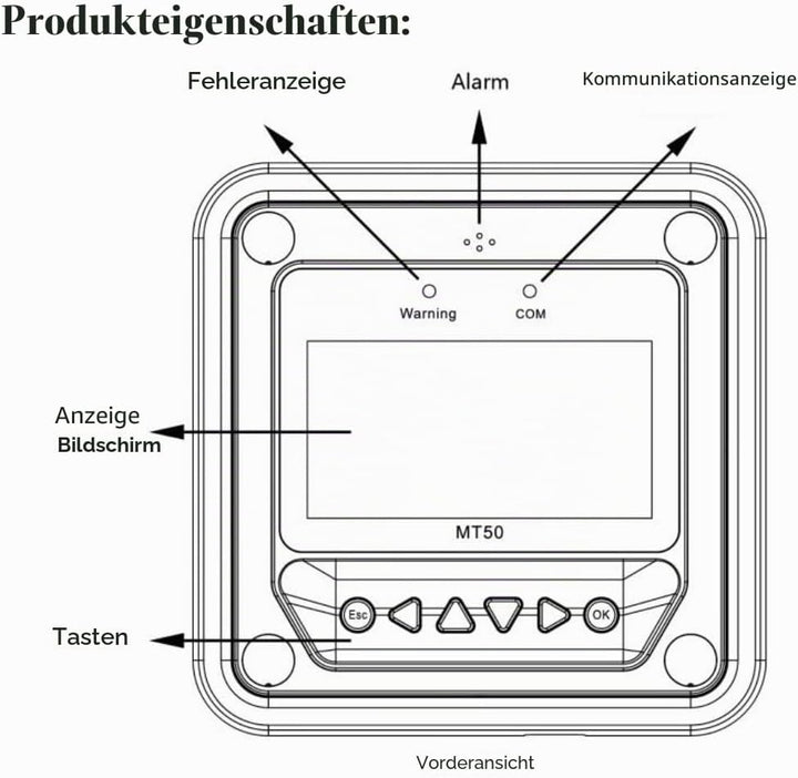 EPEVER MT50 LCD Display Remote Meter Kompatibel mit MPPT Solar Controller wie Tracer-BN Tracer-AN LS