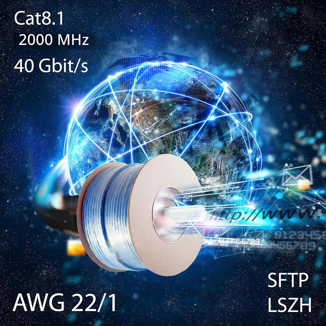 CAT 8 Verlegekabel Netzwerkkabel CAT.8.1 LAN Halogenfrei Installationskabel CAT8 Kabel Netzwerk Verk