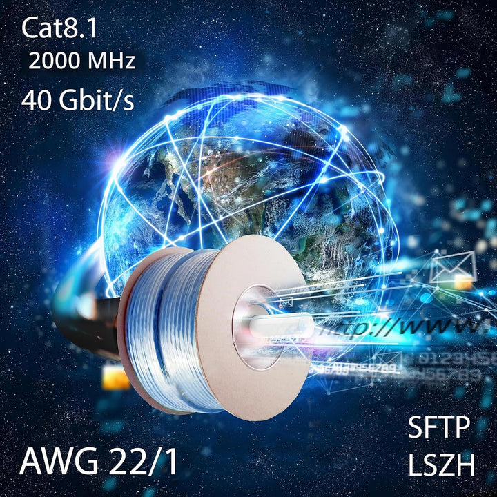 CAT 8 Verlegekabel Netzwerkkabel CAT.8.1 LAN Halogenfrei Installationskabel CAT8 Kabel Netzwerk Verk