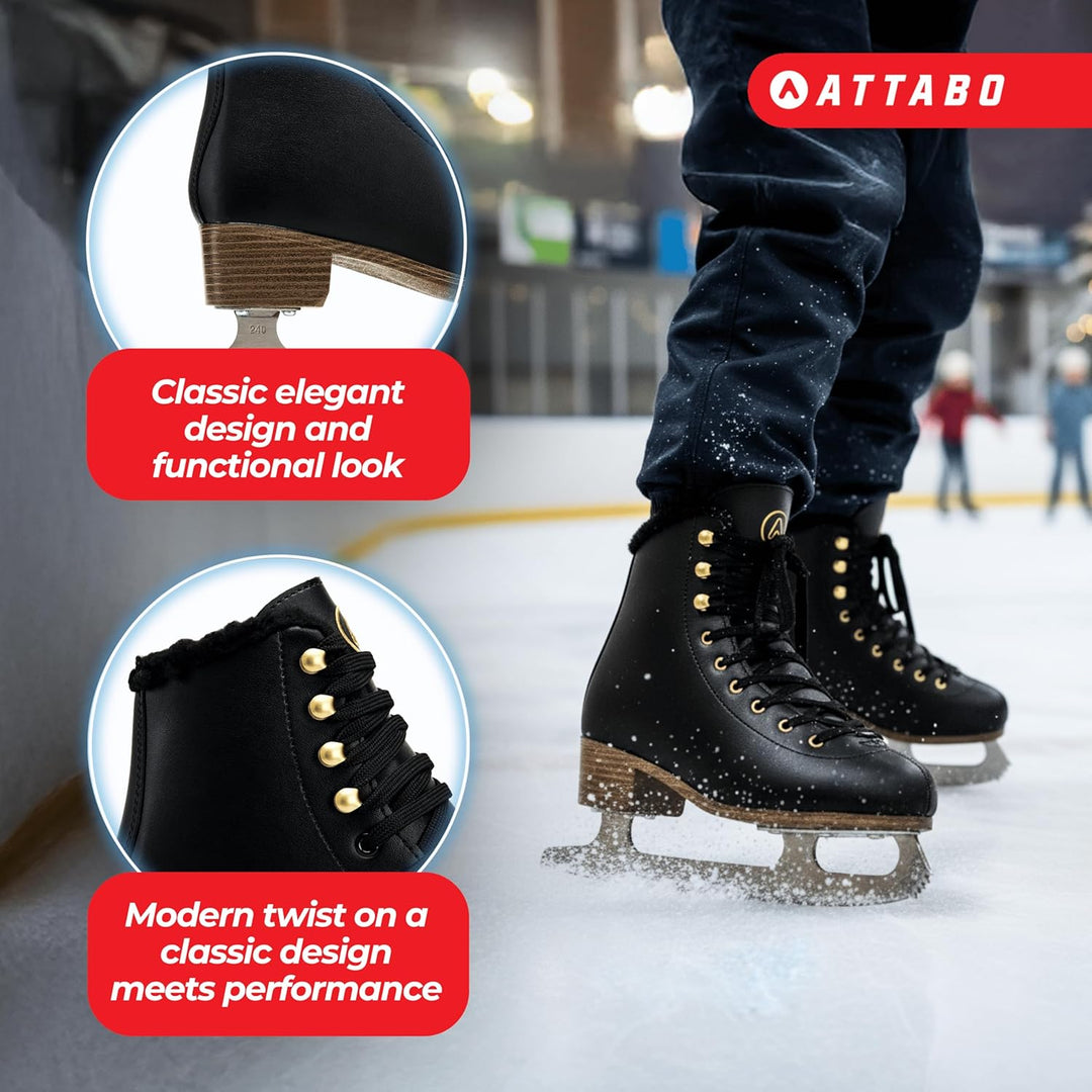 ATTABO Eiskunstlauf Schlittschuhe Kinder ISLA Rosa Grösse 31-36 EU Edelstahlkufe Ideal für Anfänger