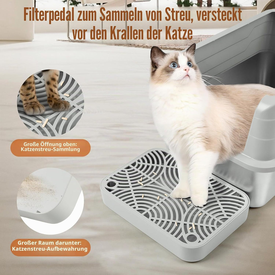 Kunststoff Katzentreppe, Katzentoilettenrampe mit Filterfunktion, Katzenstreu-Filterpedal für Kätzch