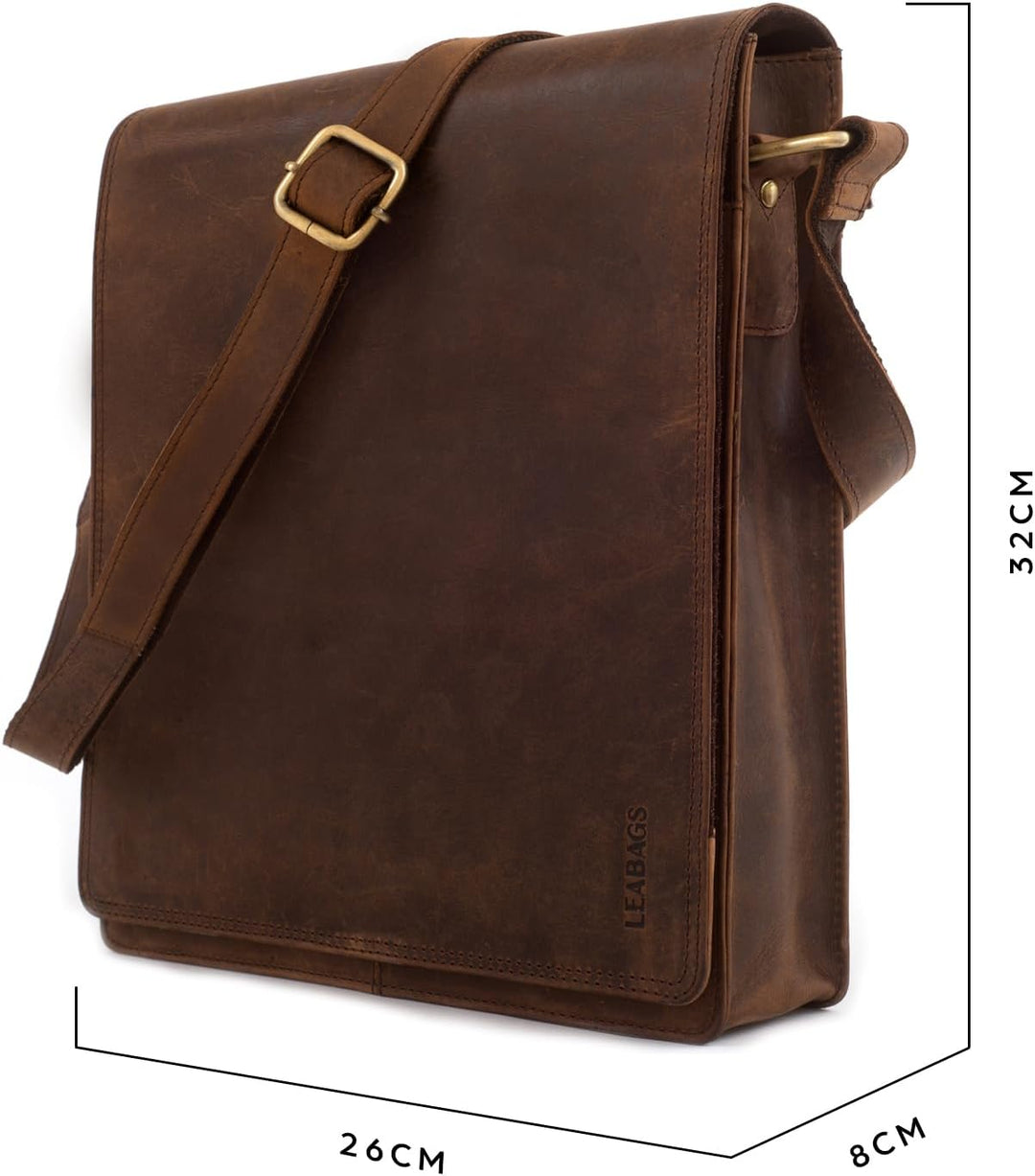 LEABAGS Unisex London Umhängetasche (1er Pack) L Nature Dunkelbraun, L Nature Dunkelbraun