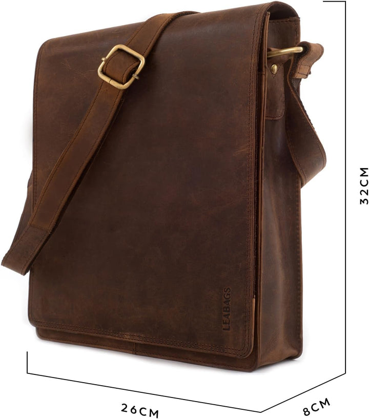LEABAGS Unisex London Umhängetasche (1er Pack) L Nature Dunkelbraun, L Nature Dunkelbraun