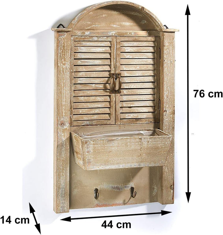 Kobolo Deko-Fensterladen - Holz - braun - Schublade zum Bepflanzen - 44x14x76