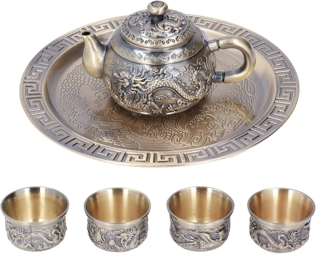 Vintage Coffee Pot Set, Metall Tee Set mit 4 Tassen und Tabletthilfemuster Marokkanischer Teekannens