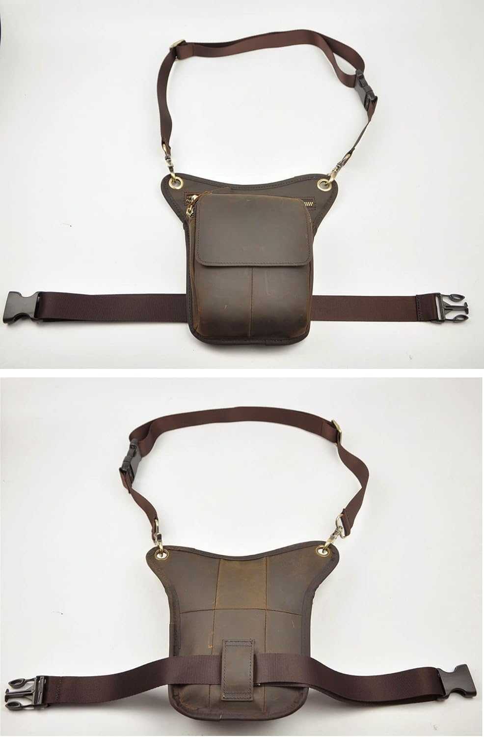 Le'aokuu Herren Echtes Leder Tasche Beinbeutel Beintasche Aussenbeintasche Hüfttasche Drop Leg Thigh
