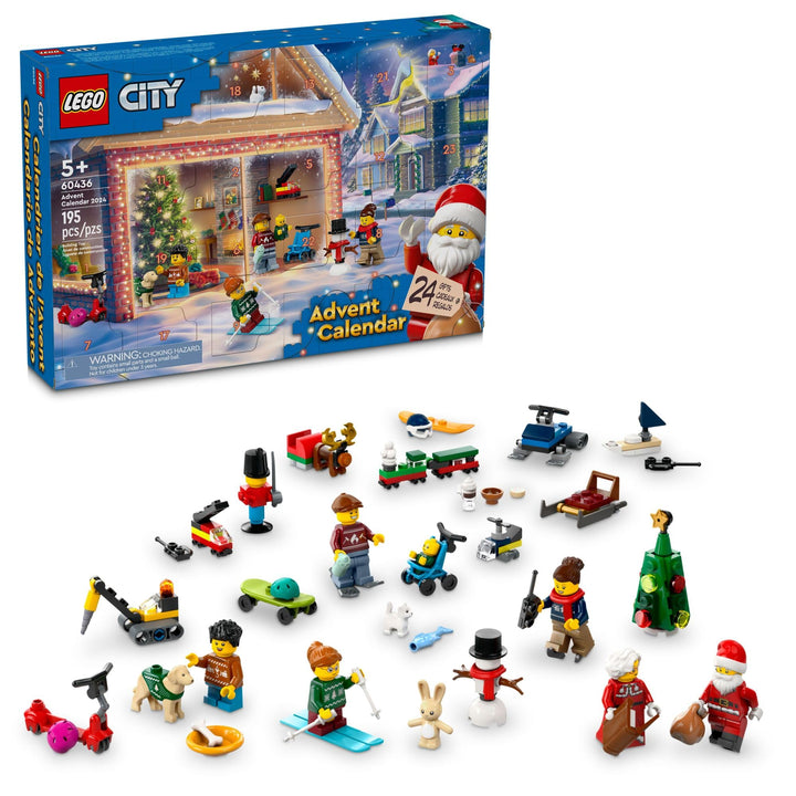 LEGO City Adventskalender 2024, Urlaub Countdown Geschenk ab 5 Jahren, 24 Überraschungen für Kinder,