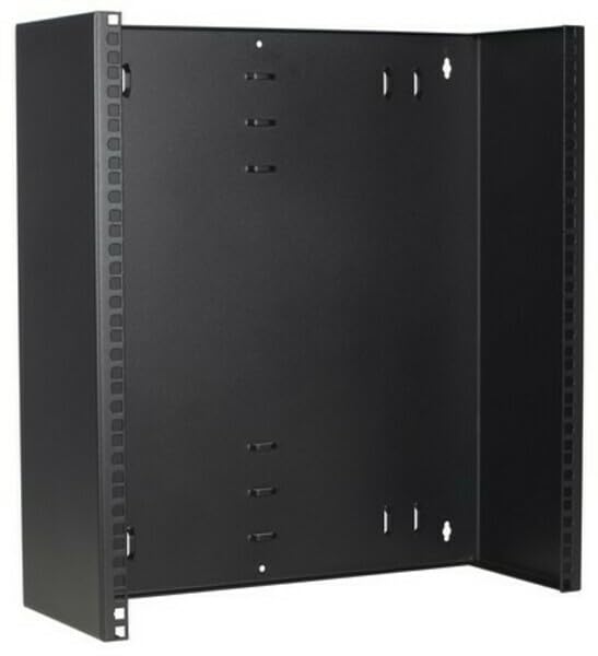 12 HE - 19 Zoll Montagerahmen für Wandbefestigungen ohne Schaniere - 180mm Tief - Schwarz, 180 mm ti