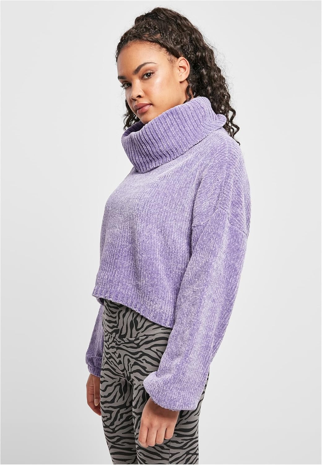 Urban Classics Damen Tb4516-ladies Short Chenille Turtleneck Sweater Sweatshirt S Lavender, S Lavend