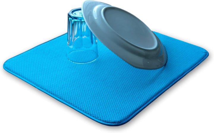 ELEXACLEAN Abtropfmatte Geschirr (2 Stück, Türkis / Grün-Blau, 44x41 cm) Mikrofaser Schutz für Küche