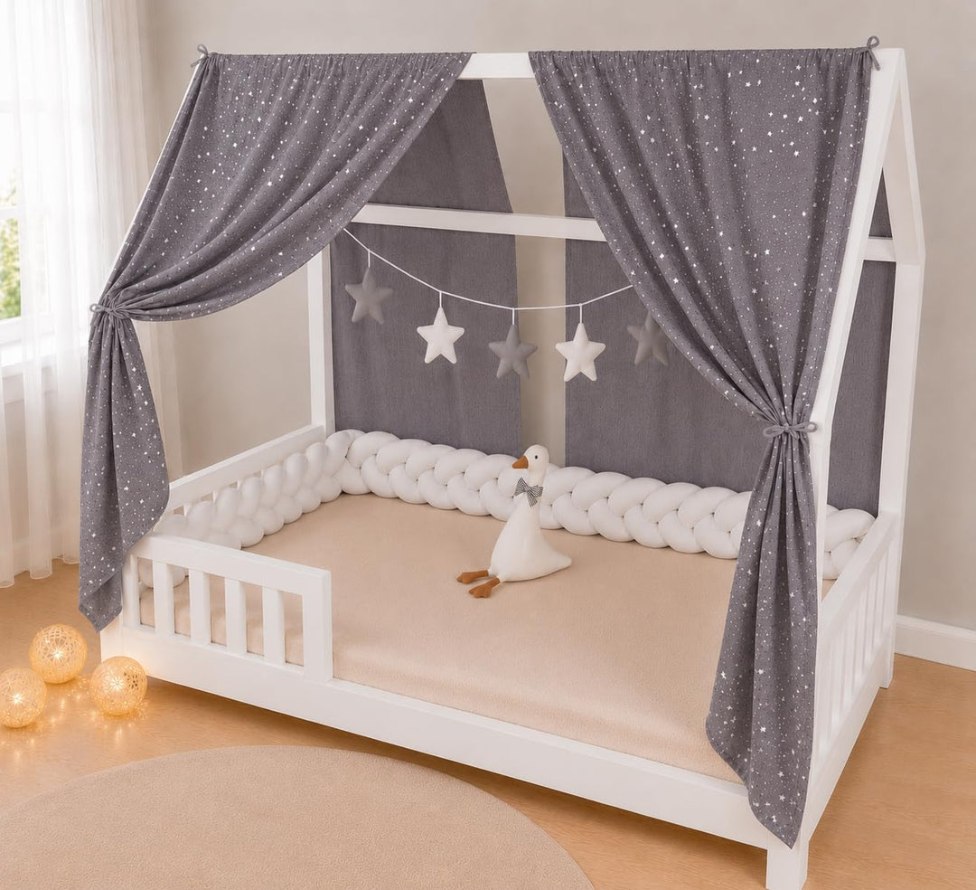 YellowNest Hausbett Himmel (2er Pack) - 100% Baumwolle - Betthimmel Hausbett aus Musselin (2er Pack)