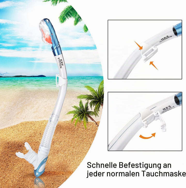 Trockenschnorchel-Set, Pano 3-Fenster-Schnorchelmaske, Anti-Fog-Taucherbrille und Schnorchel, profes