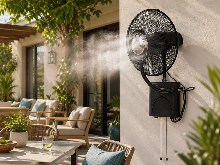 O'FRESH Sprühnebel Ventilator outdoor - Wandventilator - Wassernebel terrasse, garten, aussen - 180