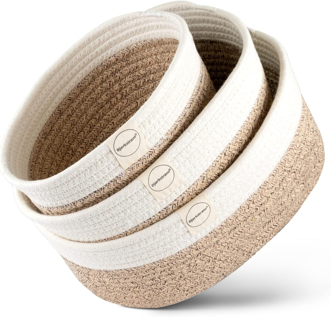 Bjørkstrøm® Aufbewahrungskorb 3er Set - Original Körbchen von Bjørkstrøm® für Bad, Wohn- und Schlafz