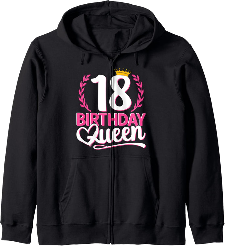 18. Geburtstag Mädchen | Birthday Queen 18 | 18er Geburtstag Kapuzenjacke