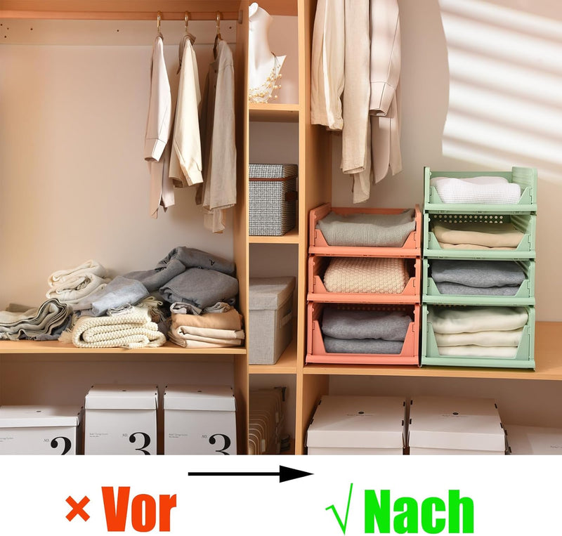 RMAN 4 Stück Kleiderschrank Organizer Schubladenbox Stapelbare Schrank Organizer Kleiderschrank Rega