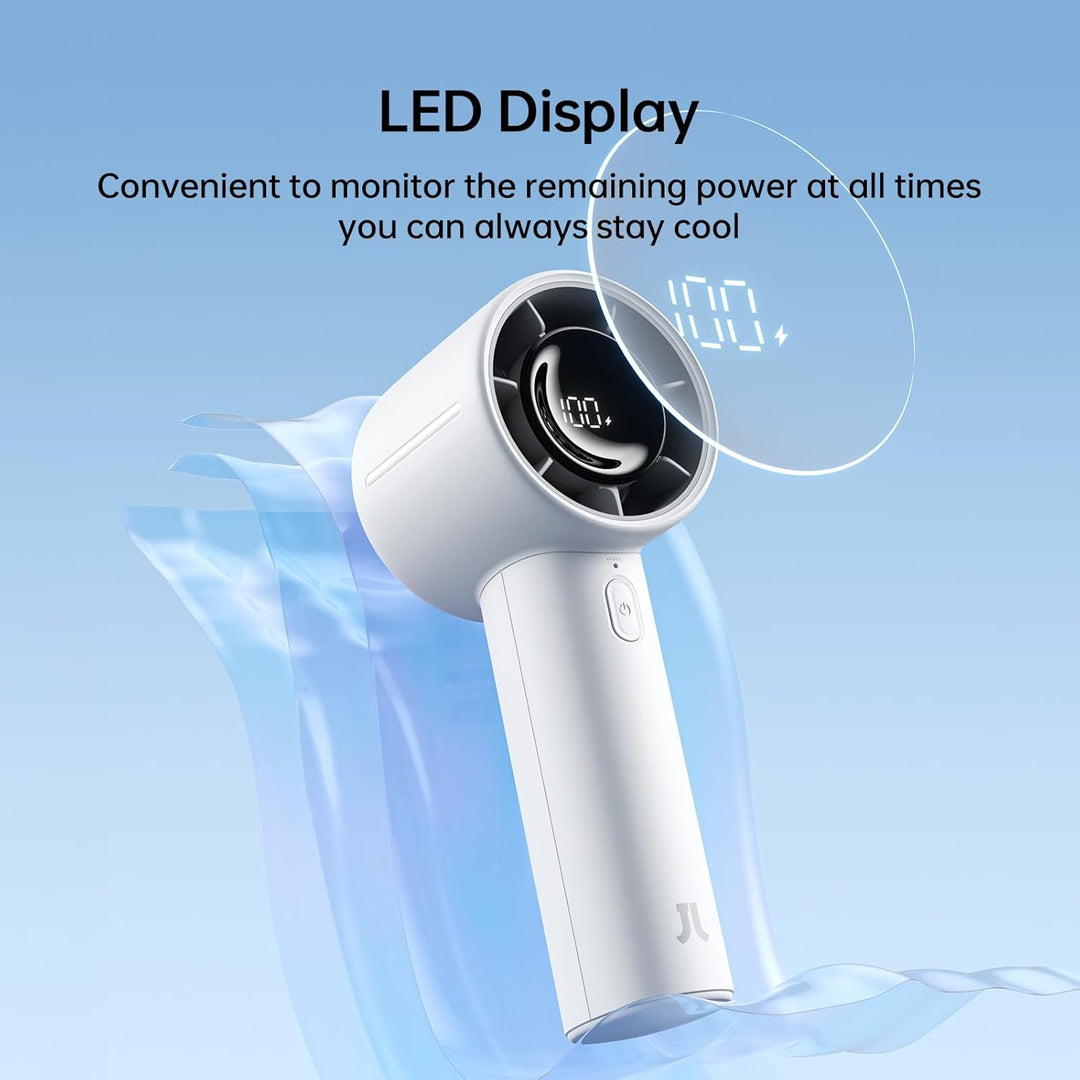 JISULIFE Handventilator Mini, 5000 mAh Handventilator Akku Aufladbar, Kühlung bis zu 28 Stunden, 5 G