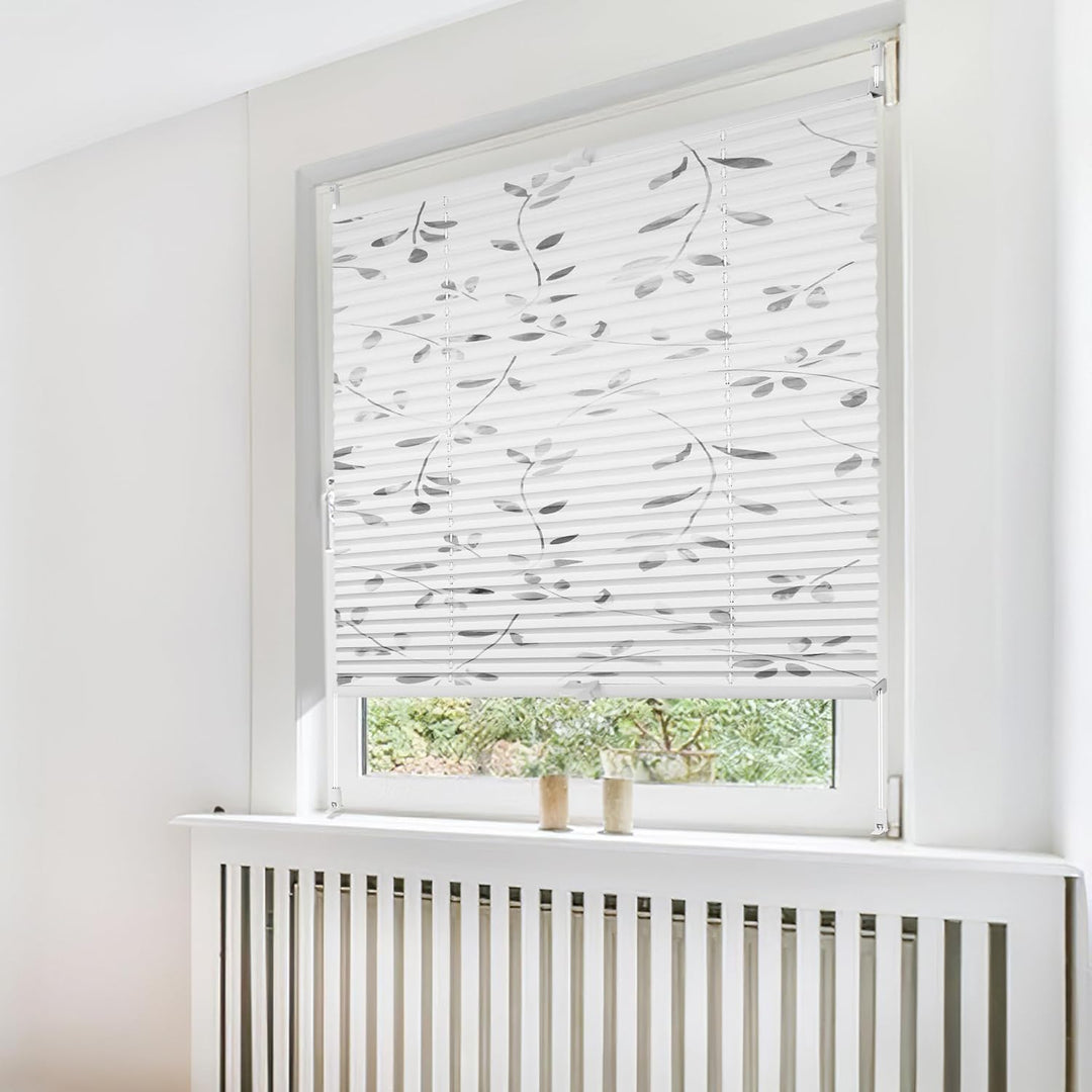 HOMEDEMO Plissee ohne Bohren Verdunkelung, Thermo Plisseerollo Klemmfix, 110 x 50 cm (LxB) Weiss mit