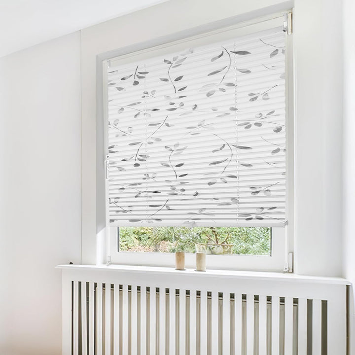 HOMEDEMO Plissee ohne Bohren Verdunkelung, Thermo Plisseerollo Klemmfix, 110 x 50 cm (LxB) Weiss mit