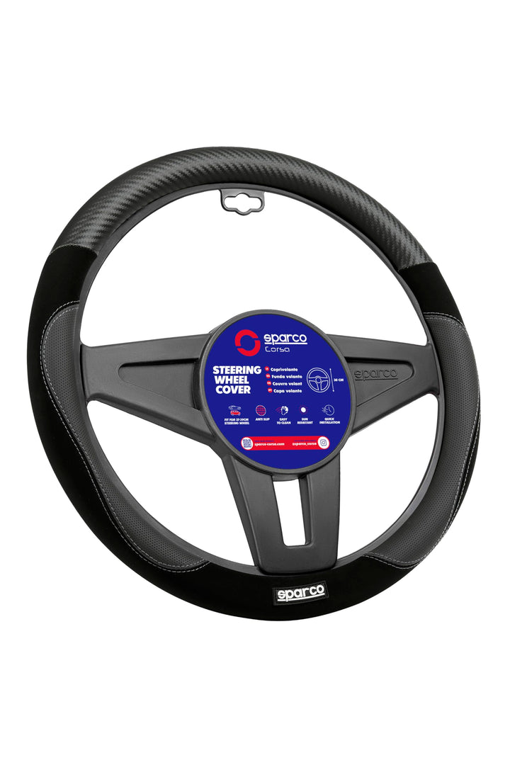 Sparco Lenkradbezug S122 Schwarz in Wildleder + PVC, SPCS122BK, S122 SCHWARZ