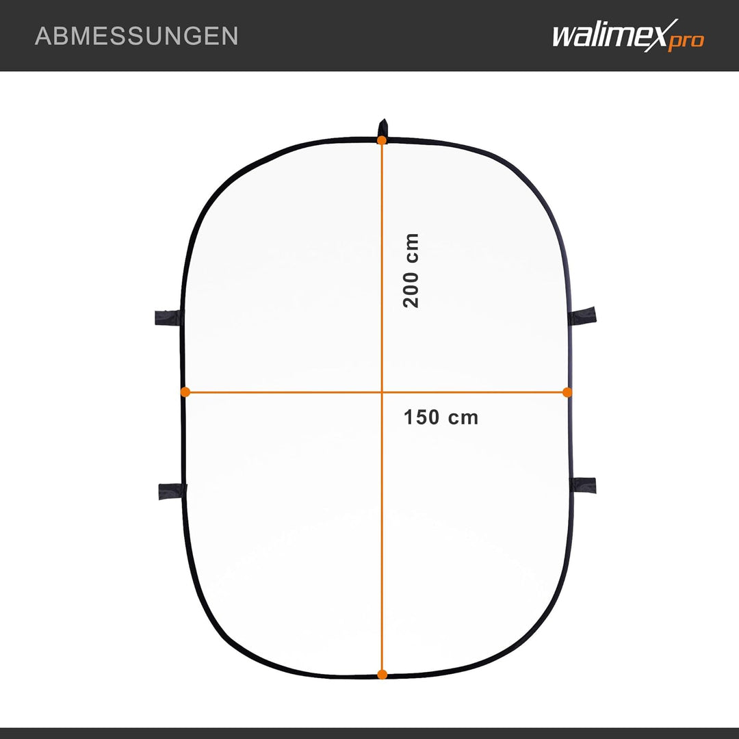 Walimex pro 2in1 Falthintergrund (reflektionsarme Baumwolle, inkl. praktischer Transporttasche, 150