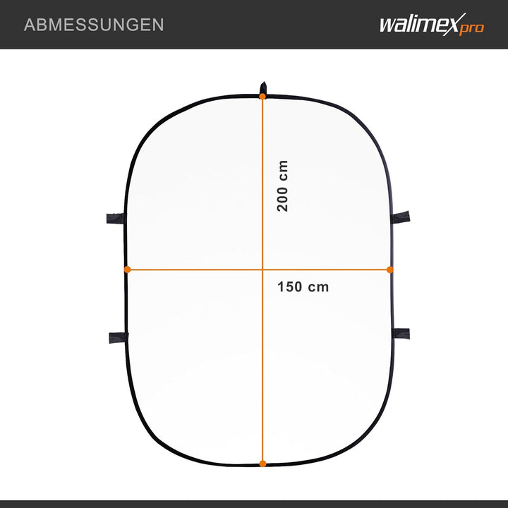 Walimex pro 2in1 Falthintergrund (reflektionsarme Baumwolle, inkl. praktischer Transporttasche, 150
