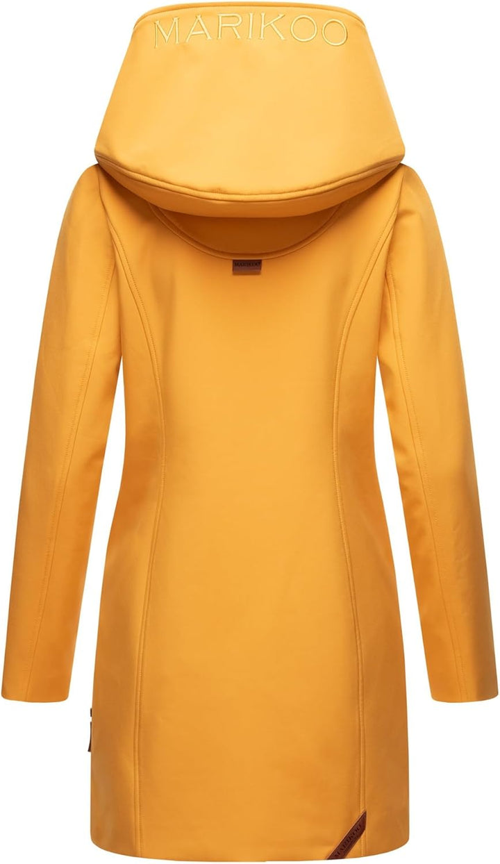 MARIKOO Damen Softshell Jacke Winterjacke wasserabweisend Outdoor lang B856 XS Amber Yellow, S