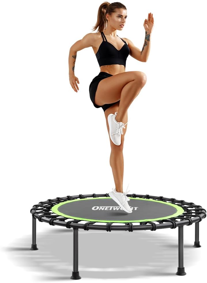 ONETWOFIT 114cm Trampolin lndoor,Rückprall Trampolin für Erwachsene, Leises Mini Trampolin für das O