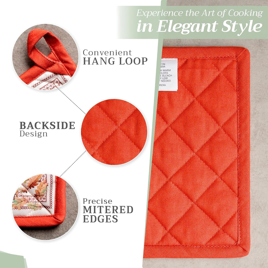 Maison d' Hermine Topflappen 100% Baumwolle hitzebeständig Set mit 2 Topflappen (20cm x 20cm) Hot Pa