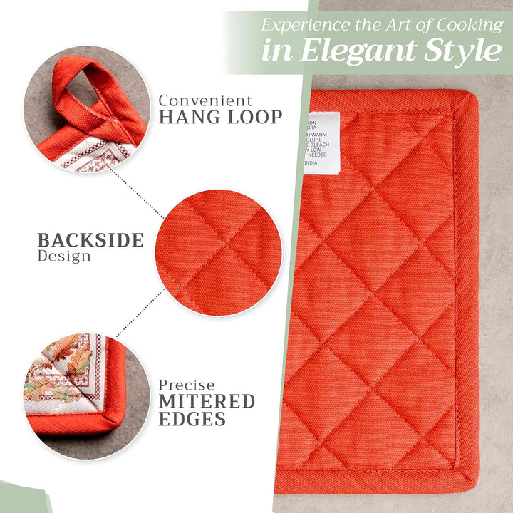 Maison d' Hermine Topflappen 100% Baumwolle hitzebeständig Set mit 2 Topflappen (20cm x 20cm) Hot Pa